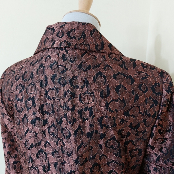Vintage 80's Carissimo Rose Gold Metallic Embroidered Peplum Elegant Blazer - Picture 9 of 15